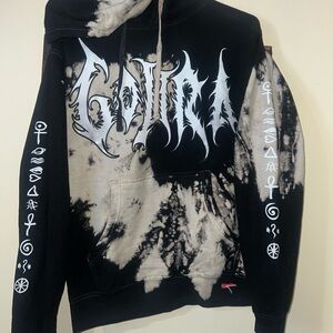 Shibori Threads Gojira Tie-Dye Pullover Hoodie Black White Size Small